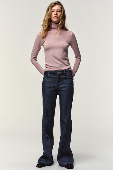 سترة أساسية من نسيج محبوك سادة - وردي مغبر الخاص بـ Zara