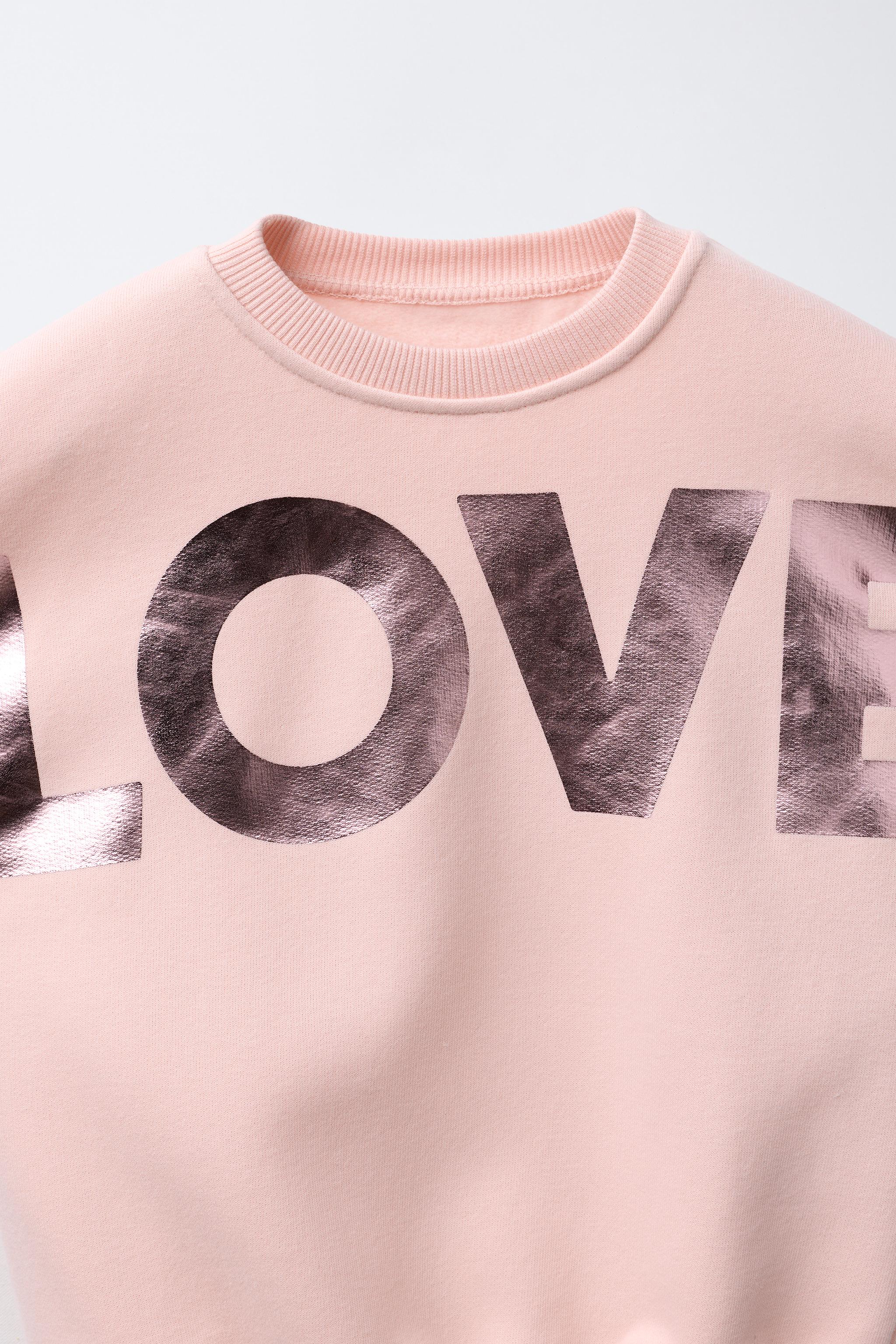 SHINY TEXT SWEATSHIRT - Chalk pink | ZARA Canada