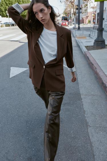 BLAZER PUÑO ESTAMPADO - Marrón de Zara