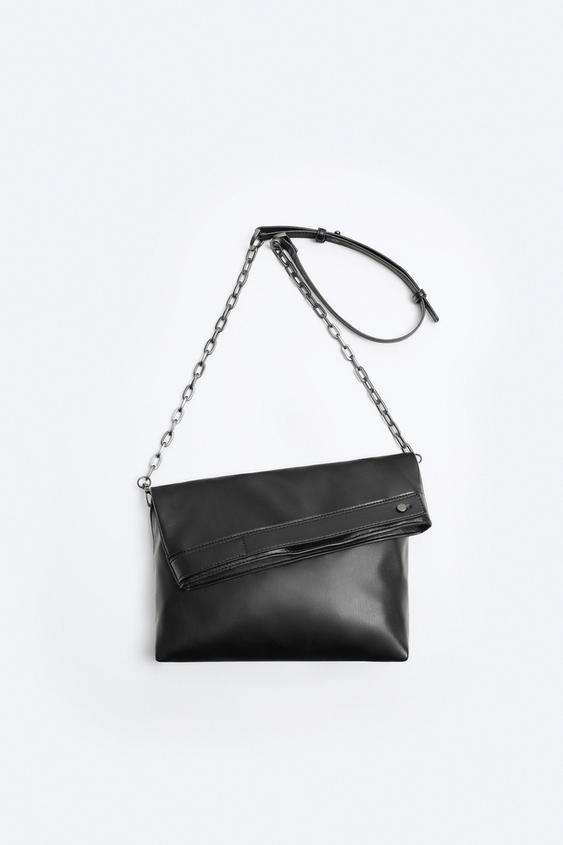 TOTE BAG WITH CHAIN Black ZARA Thailand
