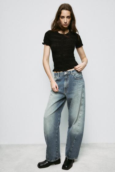 SMOCKED KNIT TOP - Black by Zara