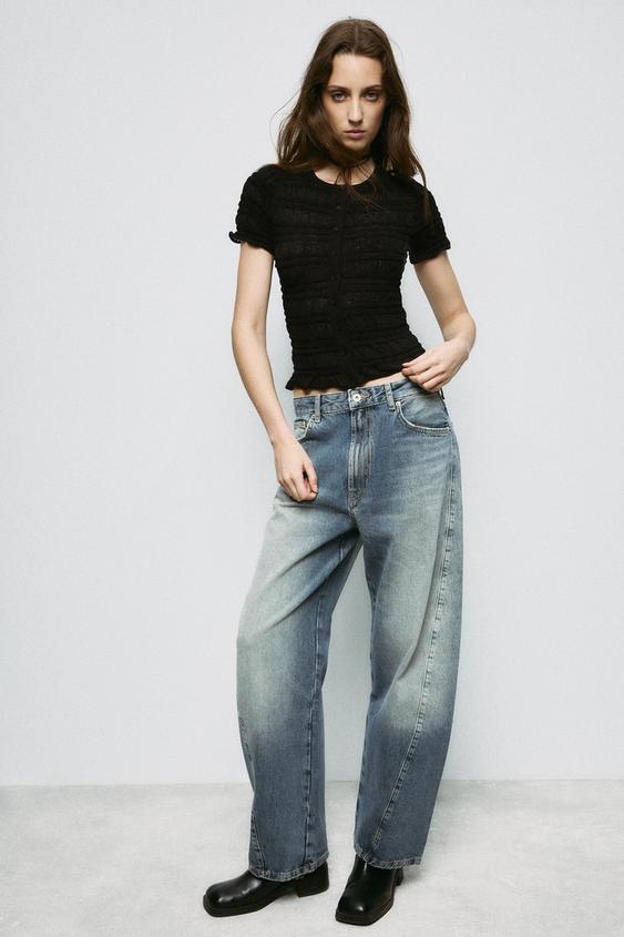 SMOCKED KNIT TOP - Black by Zara - Image 0