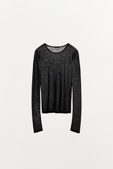 100% WOOL T-SHIRT - Black by Zara