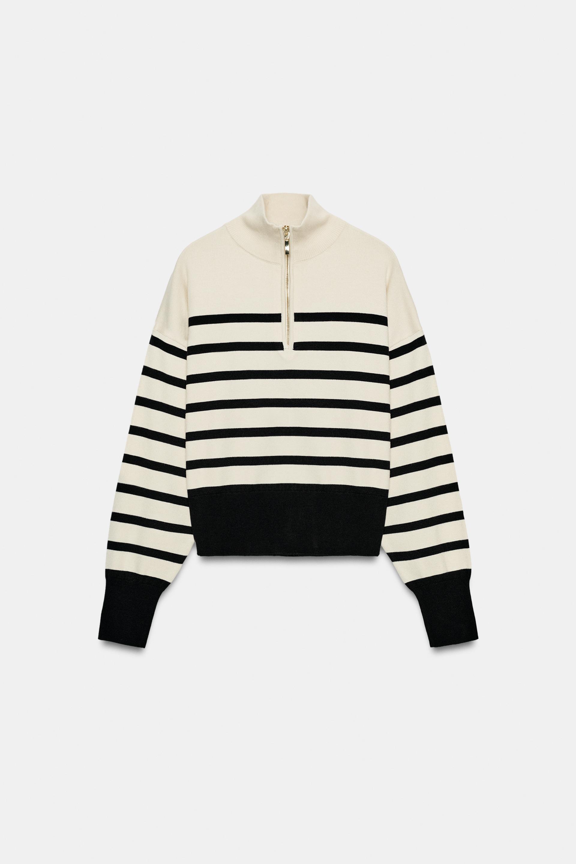STRIPED ZIP-UP SWEATER thumbnail 5