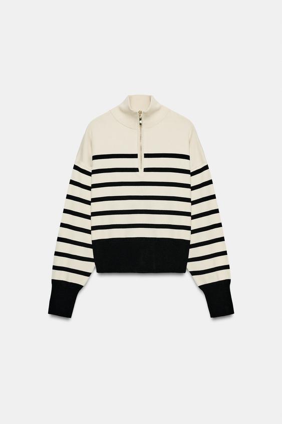 STRIPED KNIT ZIP-UP JUMPER - striped by Zara - Image 4