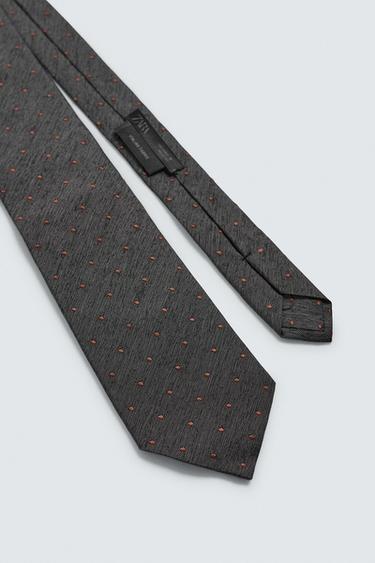 100% SILK POLKA DOT JACQUARD TIE - Brown by Zara - Image 4