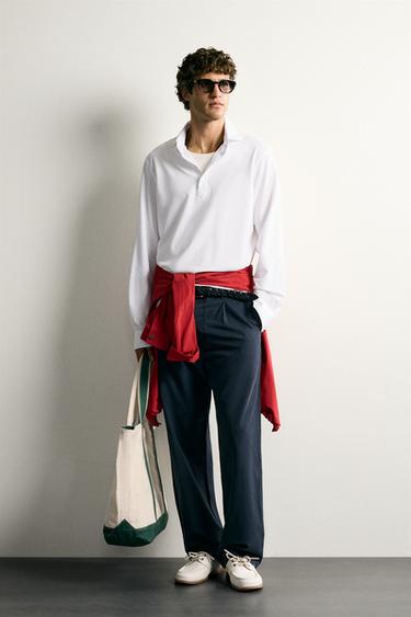 Zara SOFT REGULAR FIT POLO SHIRT - White