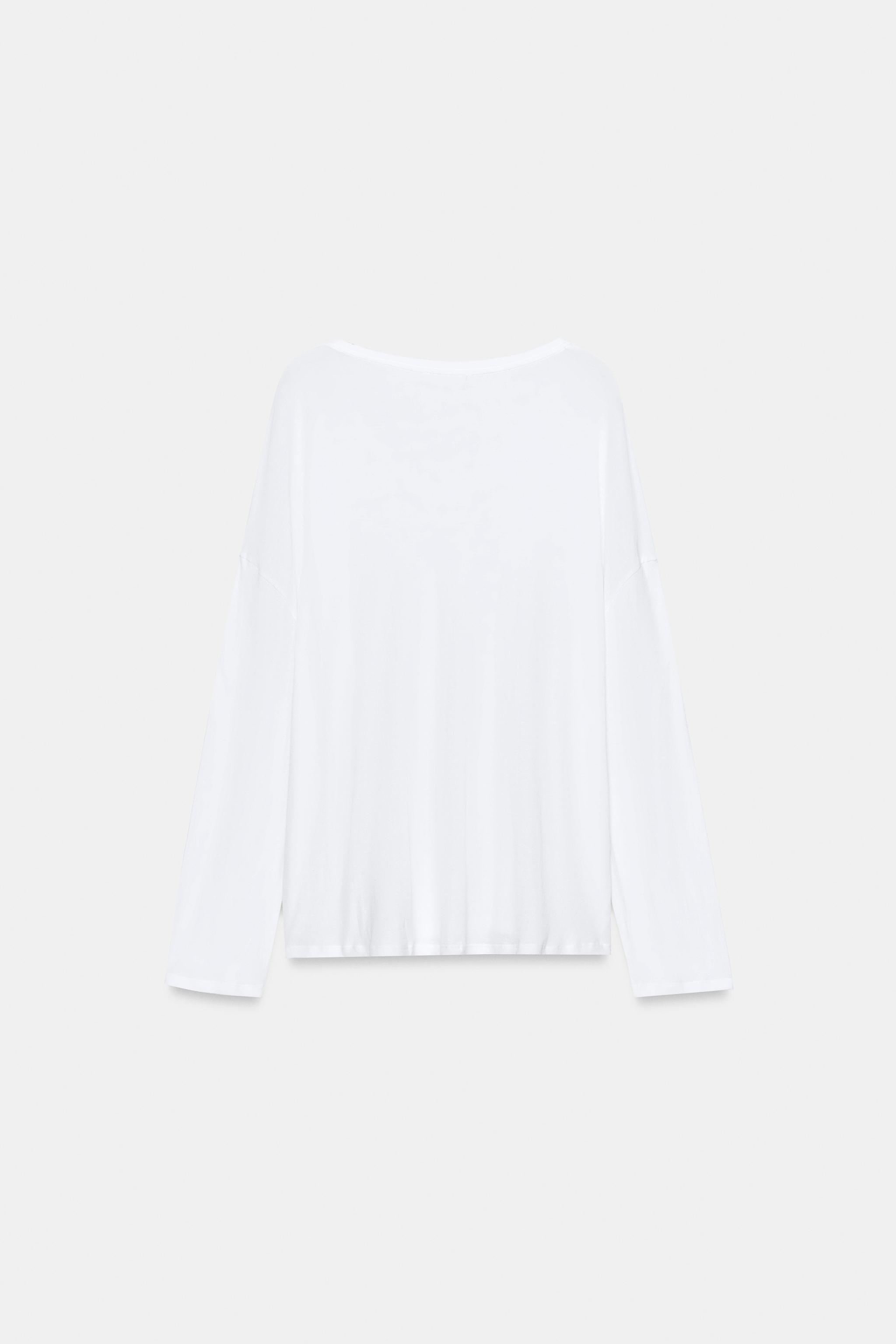 Женские футболки Zara OVERSIZED COTTON T-SHIRT — фото 4