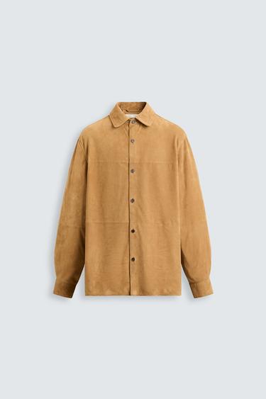 CAMISA REGULAR FIT PIEL ANTE - Marrón de Zara
