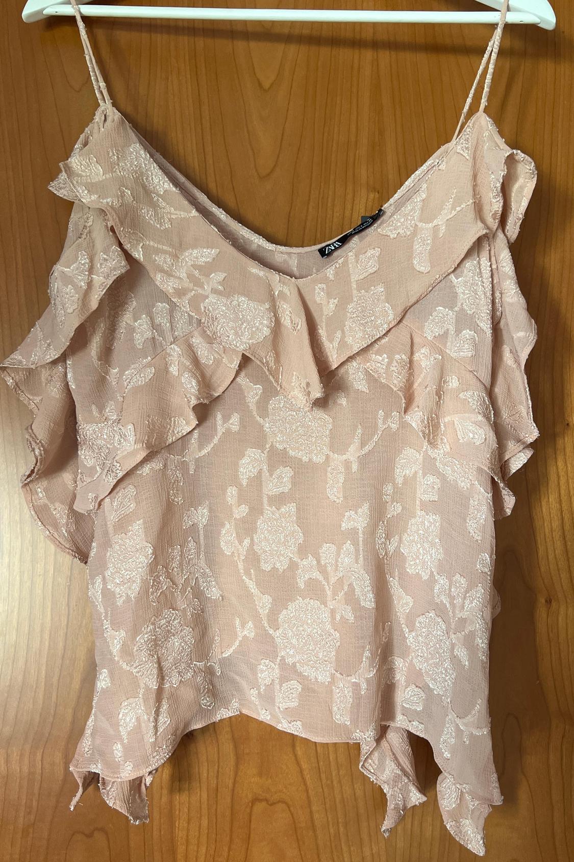 JACQUARD FRILLED TOP