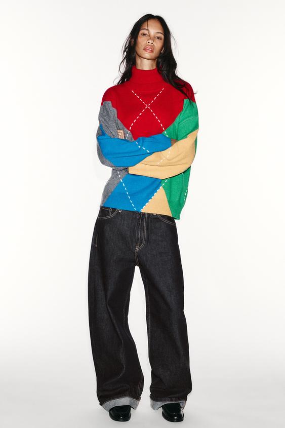 Oversize Argyle Knit Jumper - only one by Zara - Image 0