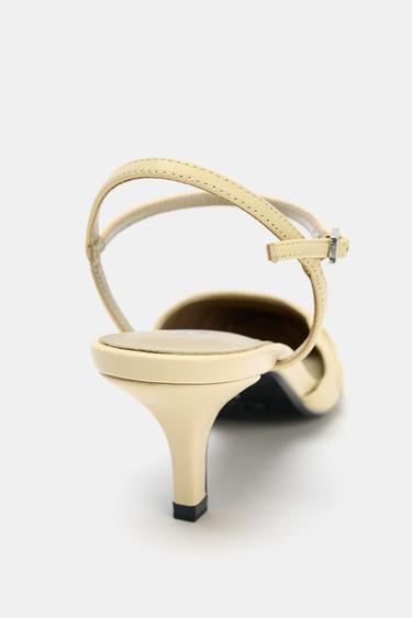 GATHERED LEATHER HEELS - Light yellow by Zara - Image 4