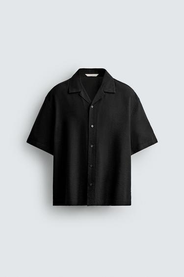 Zara FLOWY REGULAR FIT SHIRT - Black