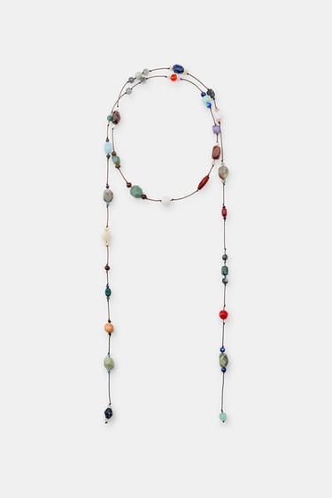 BEADED STONE CORD BELT - Multicoloured by Zara
