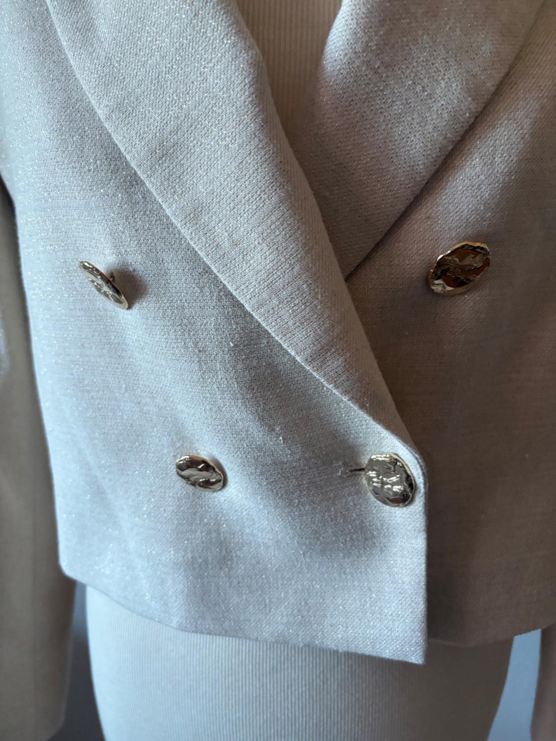 SHORT DOUBLE-BREASTED BLAZER WITH METALLIC THREAD - Image 8