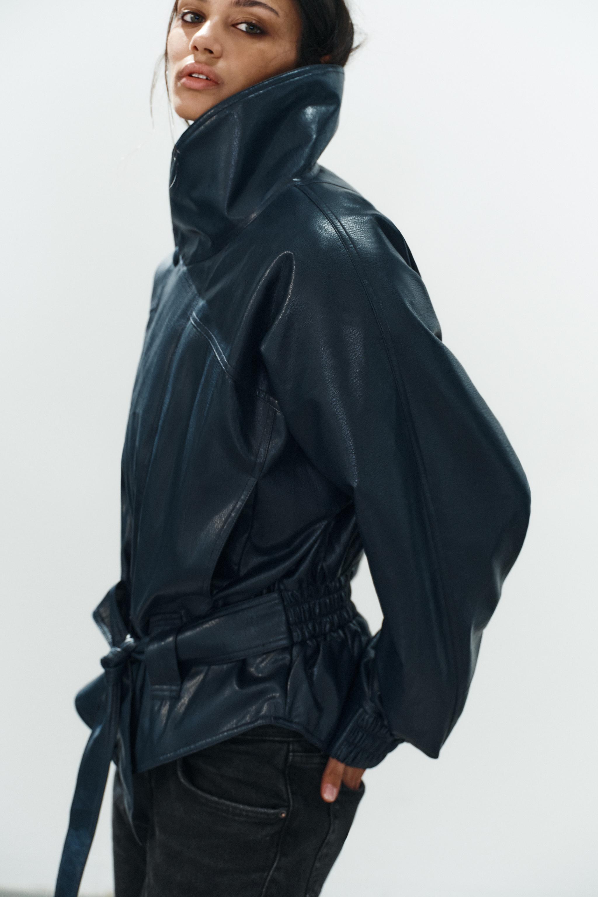 Faux-Leather Belted Jacket by Zara