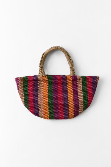 MINI SAC OVALE RAYURES 100% JUTE - Multicolore de Zara
