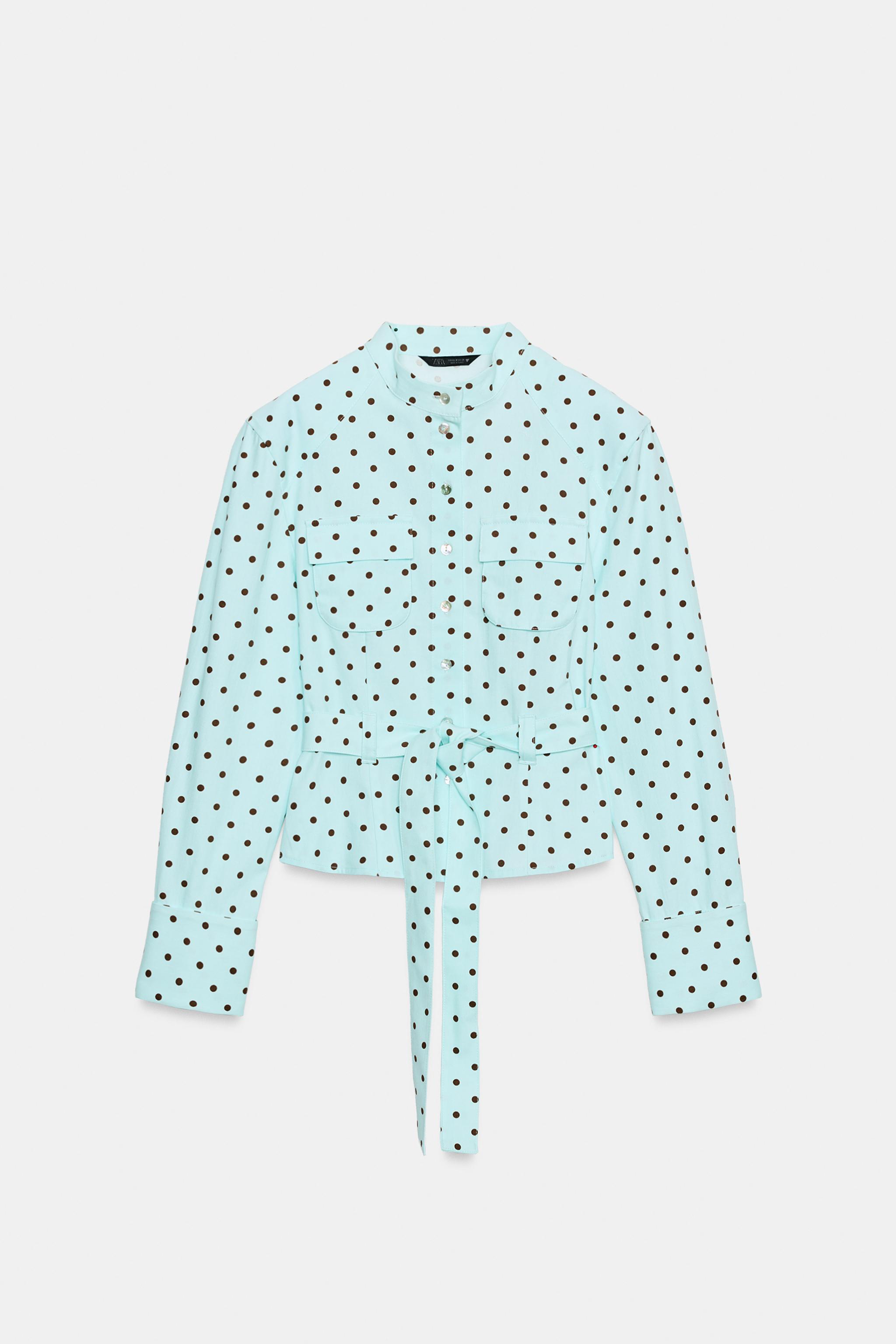 ドット柄シャツジャケット - ホワイト/ブラック | ZARA Japan / 日本