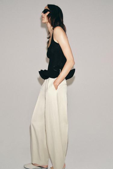 ZW COLLECTION BALLOON TROUSERS WITH LINEN BLEND - Ecru by Zara - Image 3