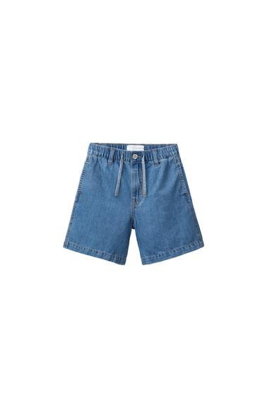 DENIM BERMUDA SHORTS WITH COTTON AND LINEN - Blue by Zara