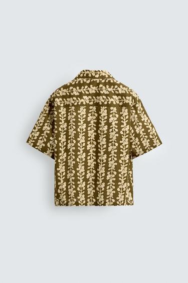 CHEMISE À IMPRIMÉ GÉOMÉTRIQUE - Vert olive de Zara - Image 7