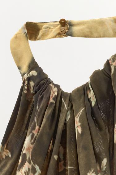 VESTIDO ESTAMPADO HALTER - Multicolor de Zara