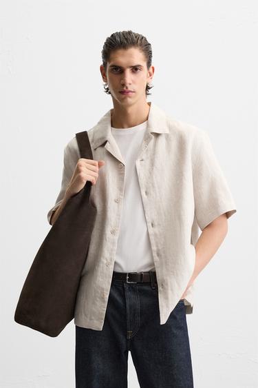 OVERHEMD VAN 100% LINNEN - Lichtbeige van Zara