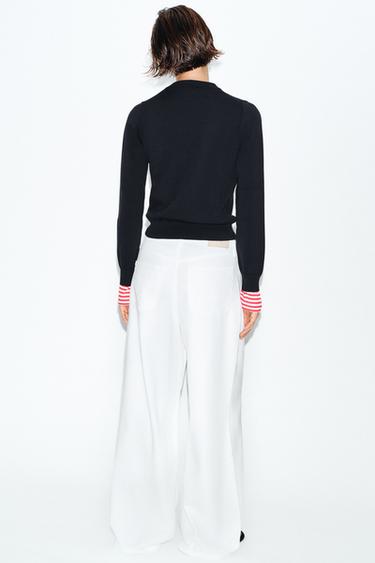 STRIPED COMBINED KNIT JUMPER - Navy blue by Zara - Image 6