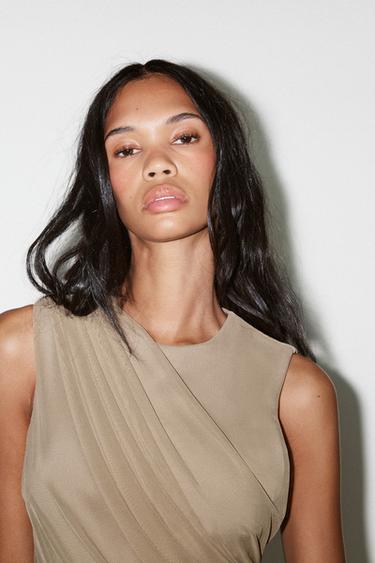 VESTIDO MIDI TUL BODY - Gris topo de Zara