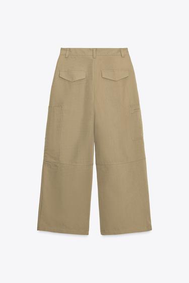 PANTALON CARGO PLIS - Kaki clair de Zara - Image 7