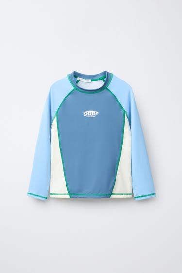 6-14 ANS/ T-SHIRT DE BAIN CONTRASTE LOGO - Bleu de Zara - Image 0