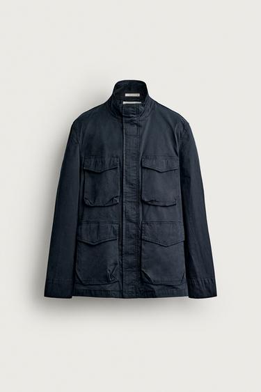 جاكيت باركا بقصة عملية وجيوب - بحري الخاص بـ Zara