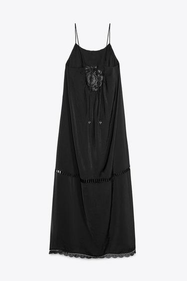EMBROIDERED VOLUMINOUS MIDI DRESS - Black by Zara - Image 8