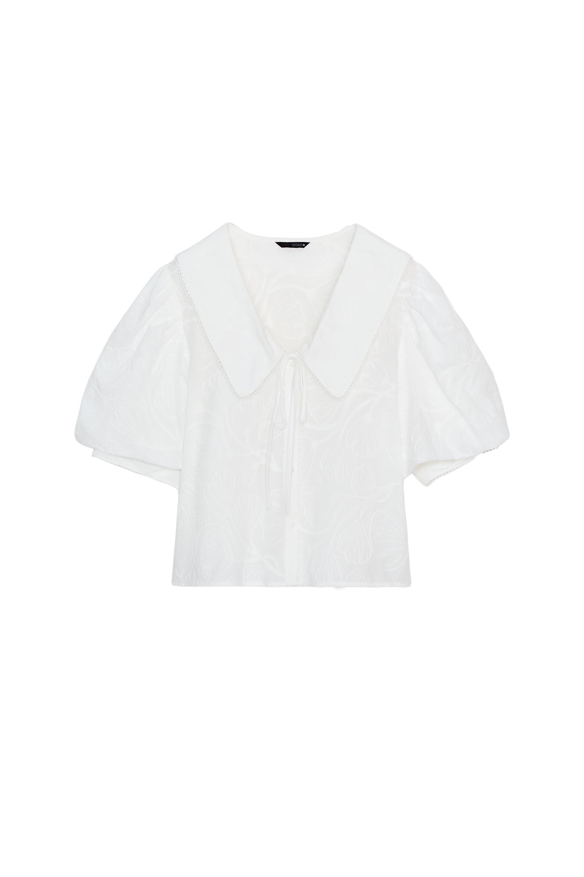 ZARA ピーターパン襟付き　ブラウス ZARA - ZARA 丸襟ブラウス 襟 ブラウス シャツ フリル ピーターパン