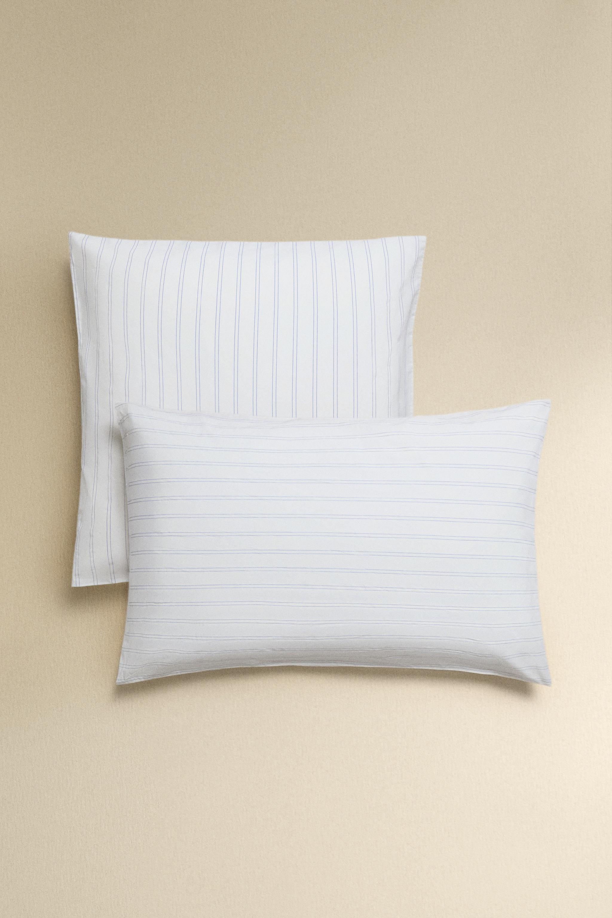 TAIE D’OREILLER DOUBLE RAYURES EN COTON