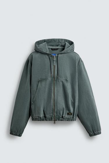 WASHED HOODED JACKET - washed green by Zara