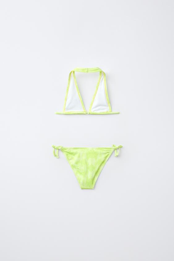 6-14 ANS/ BIKINI TIE DYE HIBISCUS - Vert lime fluo de Zara - Image 1