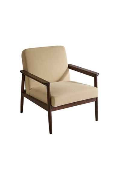 SESSEL AUS HOLZ UND LEINEN - Dunkelbeige von Zara