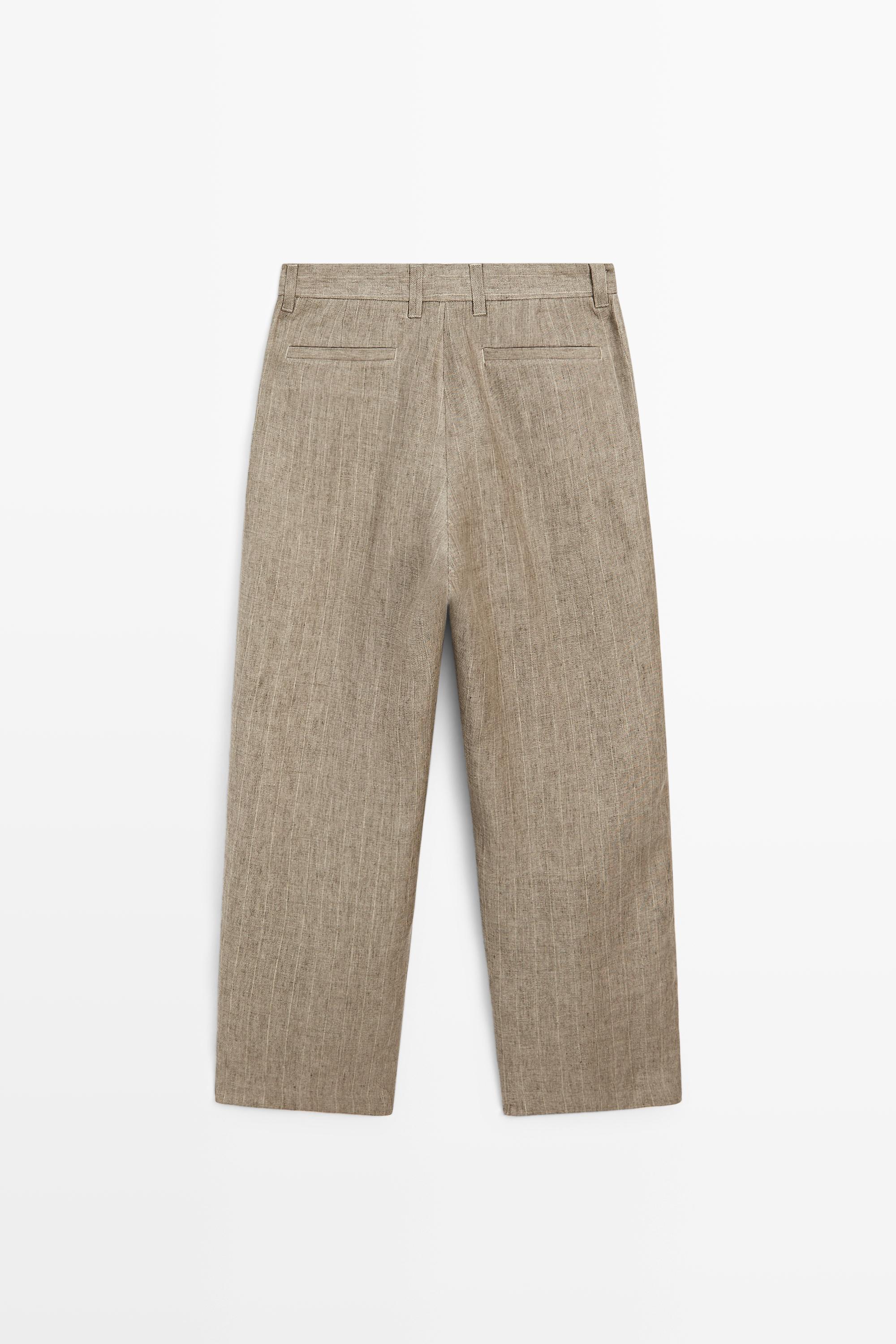 100% linen striped trousers