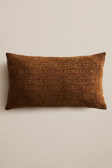 CHENILLE THROW PILLOW COVER — Khaki 1