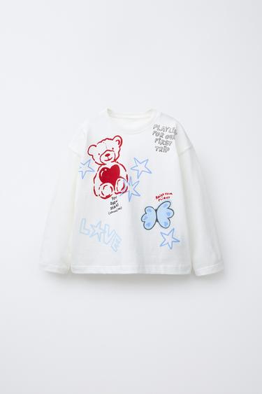 CAMISETA ESTAMPADA - Blanco roto de Zara - Imagen 0