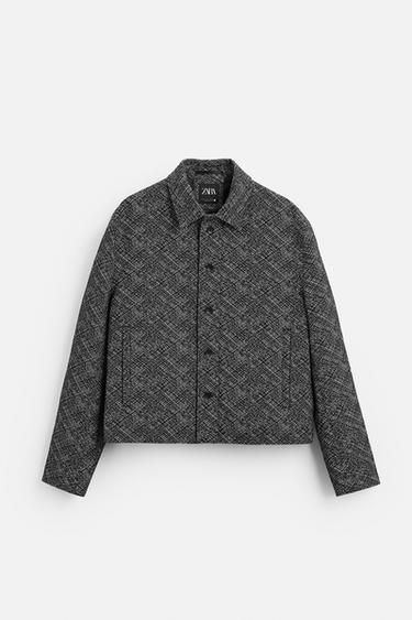 CONTRAST TEXTURED OVERSHIRT - Black / White by Zara