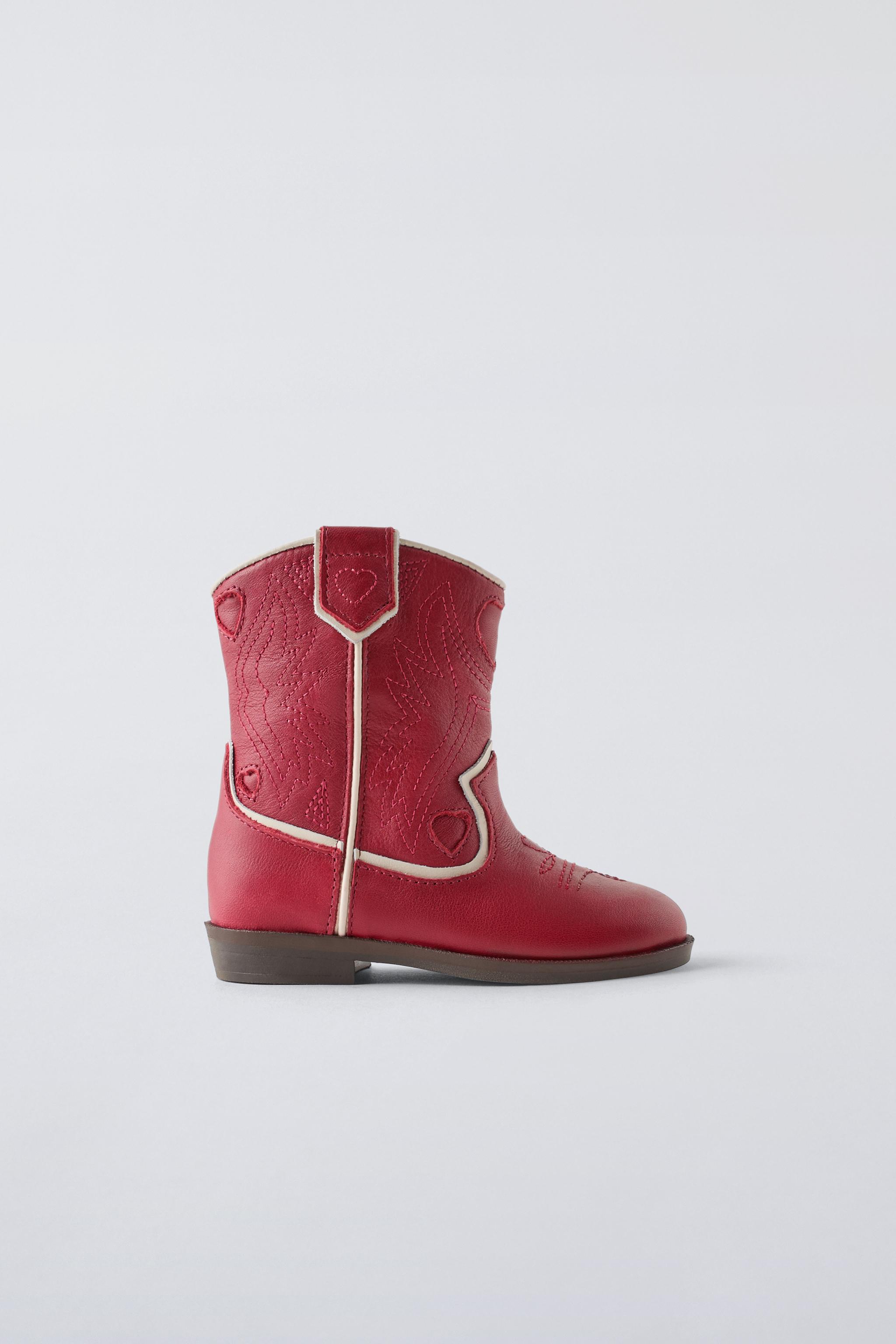 Shops zara leather cowboy boots