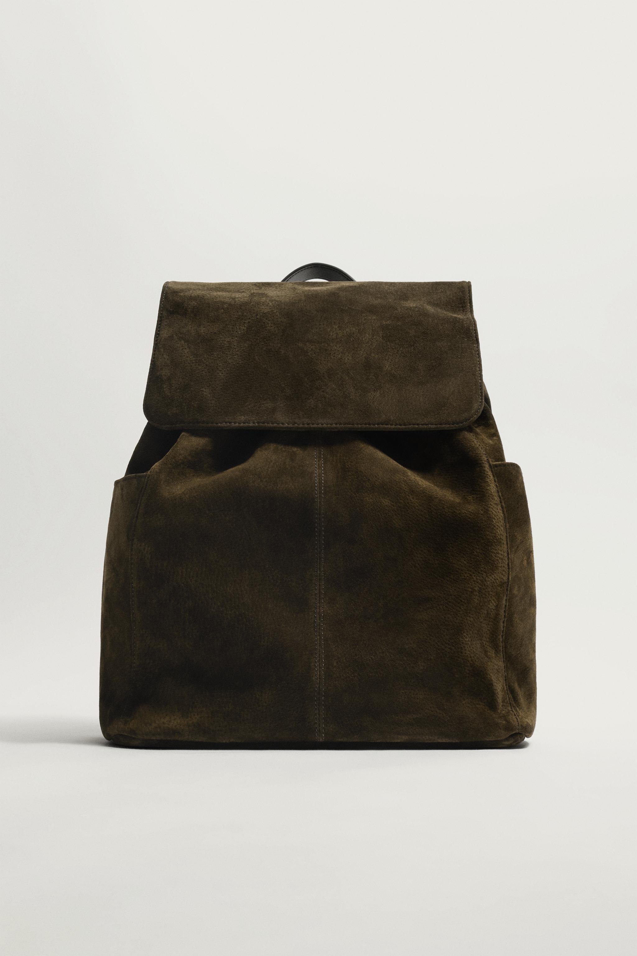 LEATHER FLAP BACKPACK — Brown