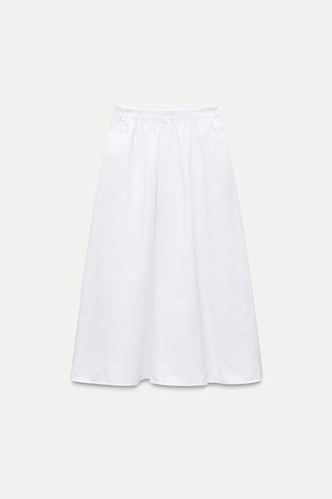 FALDA MIDI PLIEGUES - Blanco de Zara