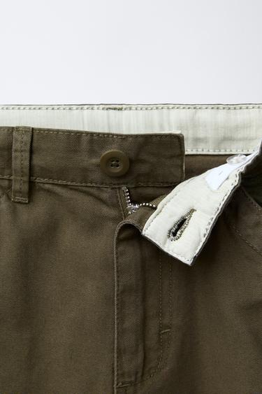 PANTALON DROIT PIÈCES - Kaki foncé de Zara - Image 2