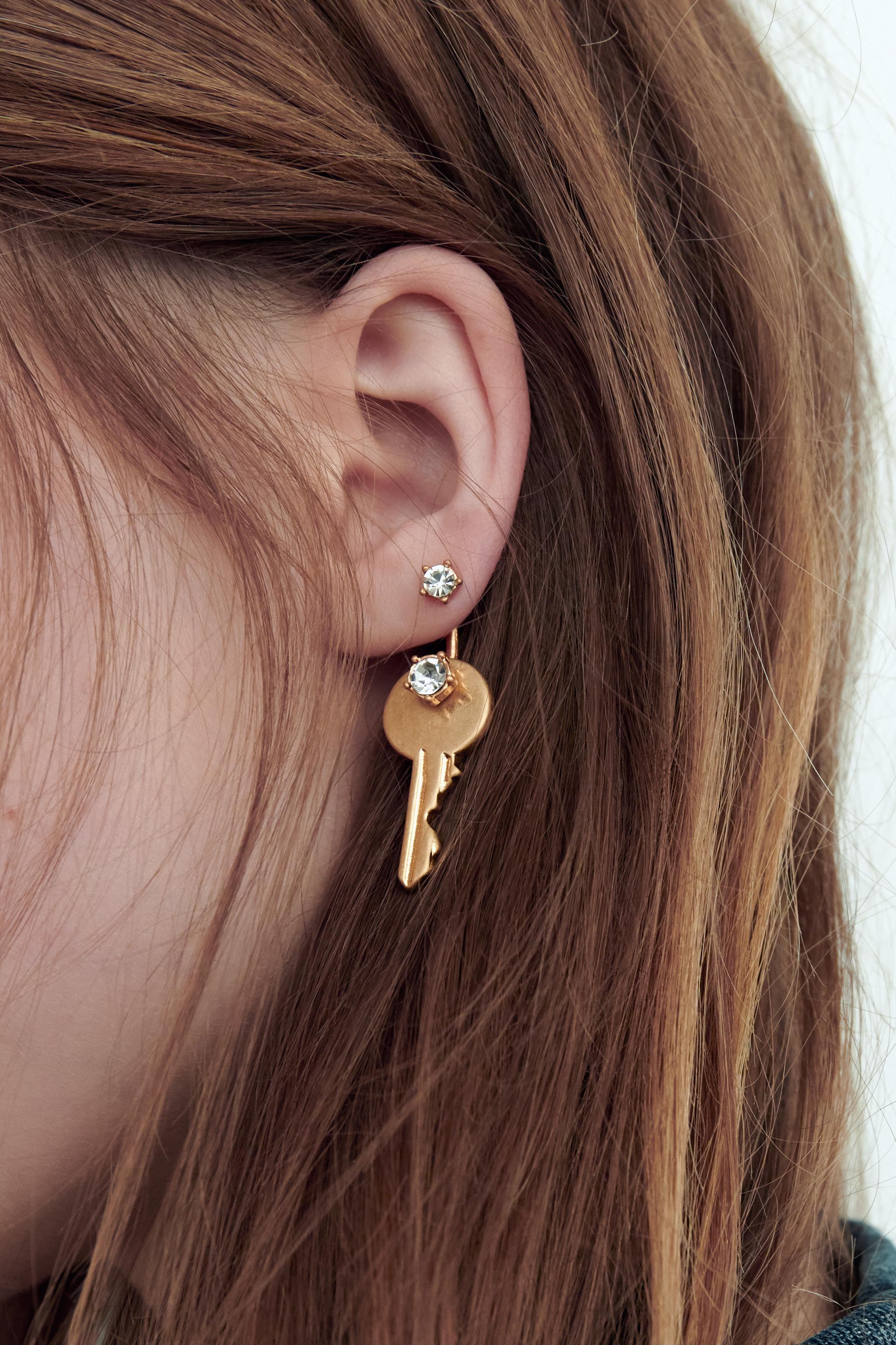 Key earrings outlet gold