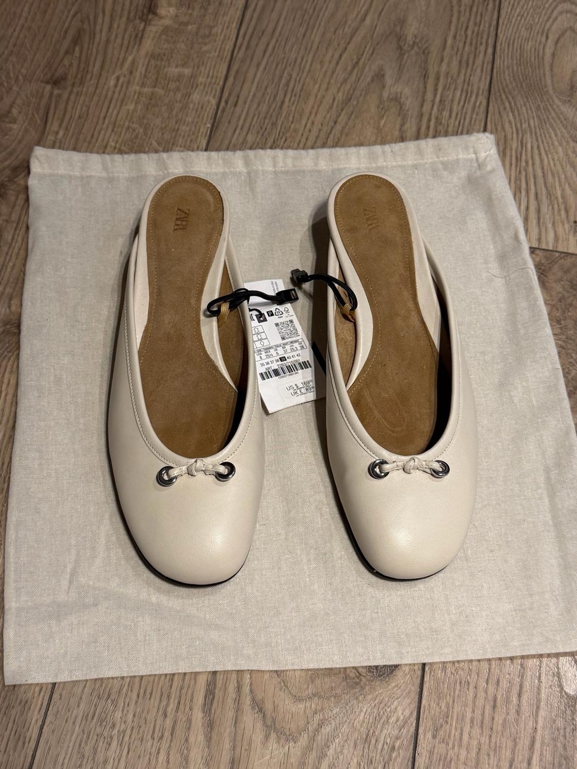 LEATHER WEDGE SLINGBACK BALLET FLATS - Image 2