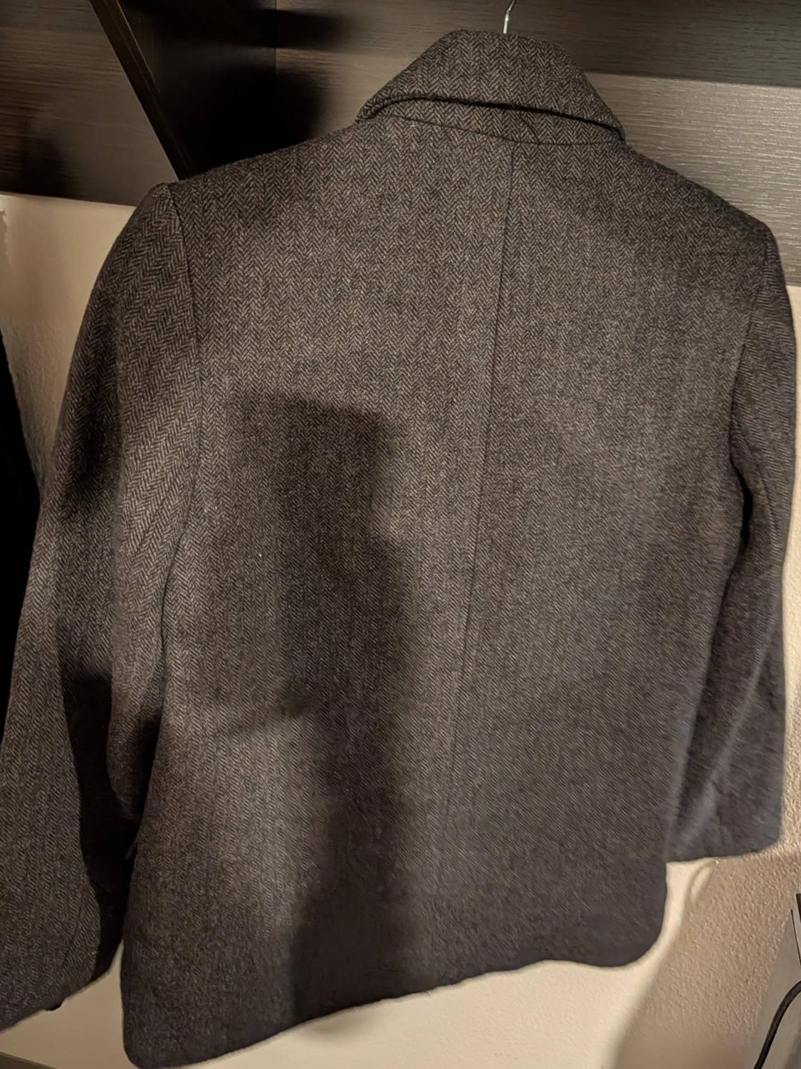 STRAIGHT CUT WOOL BLEND HERRINGBONE BLAZER - Image 5
