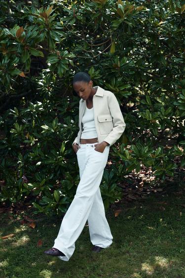 Zara SOFT ZIPPERED JACKET - Ecru - Image 0